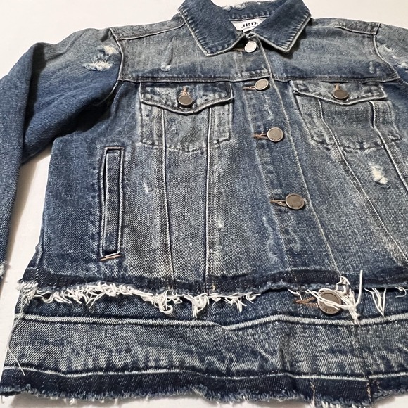 JBD Just Black Denim Jacket Women S Blue Excellent Distressed Raw Hem DA349N - Picture 7 of 10